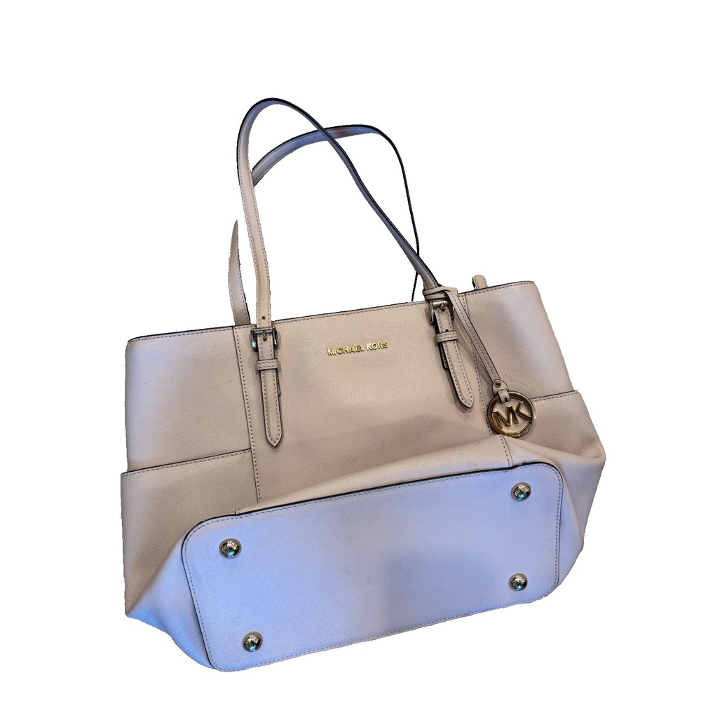 Michael Kors Jet Set Women's Medium‎ Bag Pink Leather Top Zip Double Handle Tote